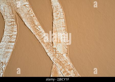 curvilinear abstract background with close-up detail and uneven surface texture, white and light brown background color with empty space for text Stock Photo