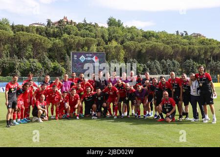 Players of Malta pose for a group photo during the European Qualifiers for the 2026 FIFA World