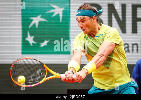 Rafael NADAL of Spain during the Day fifteen of Roland-Garros 2022, French Open 2022, Grand Slam tennis tournament on June 05, 2022 at Roland-Garros stadium in Paris, France - Photo: Matthieu Mirville/DPPI/LiveMedia Stock Photo