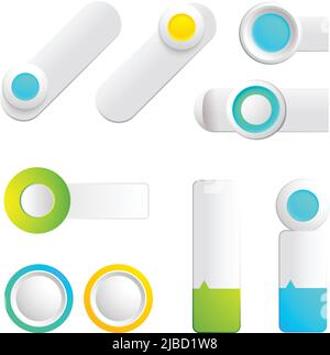Colorful toggles and buttons collection of different shapes and colors for web design isolated vector illustration Stock Vector