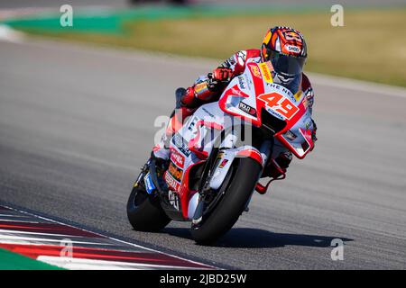 5th June 2022; Circuito de Catalunya, Montmelo,  Barcelona, Spain: Gran Premi Monster Energy de Catalunya, MotoGP of Spain, race day: Fabio Di Giannantonio of Italy rides the (49) Gresini Racing MotoGP during the warm up Credit: Pablo Guillen/Alamy Stock Photo