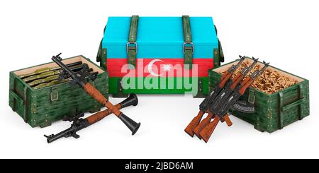 Weapons, military supplies in Azerbaijan, concept. 3D rendering isolated on white background Stock Photo