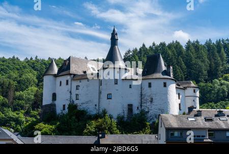 Clervaux, Luxembourg - 4 June, 2022: view of the picturesque and historic city center of Clervaux with castle in northern Luxembourg Stock Photo