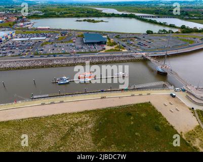 Aerial Photos of Rhyl Harbor and Sea Front Stock Photo