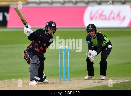 Central Sparks' captain Evelyn Jones batting in a Charlotte Edwards Cup ...