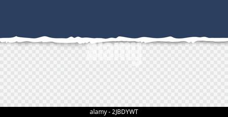Scrap of torn dark blue paper with ripped edges. Damaged cardboard border realistic vector illustration Stock Vector
