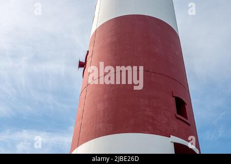 Detail showing the profile of the lighthouse and the diaphone (fog horn) Stock Photo