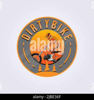 adventure dirt bike badge logo vector illustration design, clever creative icon sticker symbol Stock Photo