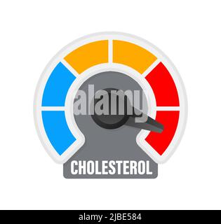 Cartoon icon with cholesterol level. Illustration vector graphic.. Stock Vector