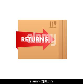 Returns box, great design for any purposes. Vector concept. Courier service delivery Stock Vector
