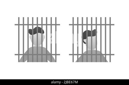 Prisoner silhouette front with police data board. Hand drawn black icon on white backdrop. Vector background Stock Vector