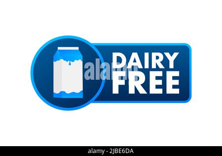 Dairy free badge logo, icon. Fresh organic vegetable. Vector design Stock Vector