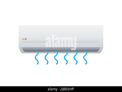 Air conditioner with cold and warm air in flat style. Vector icon. Abstract air conditioner for promo design Stock Vector
