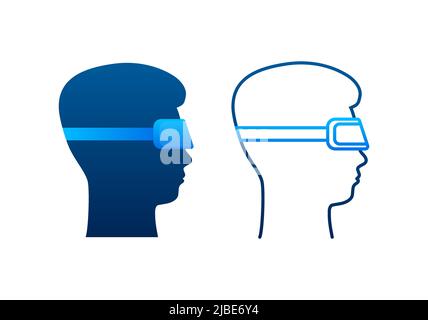 Virtual reality headset. VR glasses, Cyberspace. Virtual augmented reality. Vector stock illustration. Stock Vector