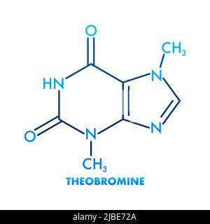 Theobromine chemical formula. Theobromine chemical molecular structure Stock Vector