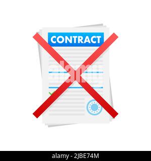 Contract cancellation business concept. Sign forbidden. Vector stock illustration. Stock Vector