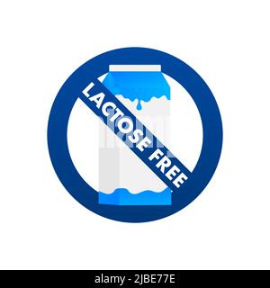 Lactose free icon. Vector contains no lactose label for healthy daiy food product package. Vector illustration Stock Vector