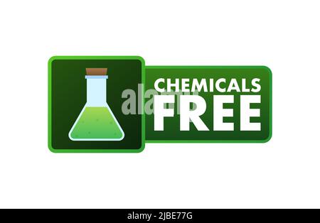 Green vector icon. Chemicals free on white background Stock Vector