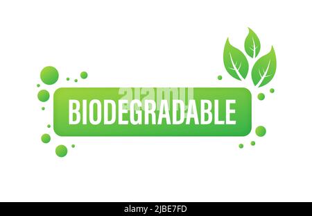 Flat icon with green biodegradable. Eco friendly concept. Stock Vector