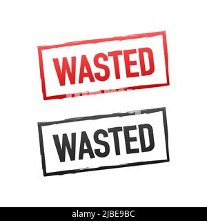 Wasted stamp in flat style on green background. Flat illustration Stock Vector