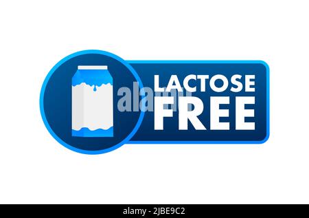 Lactose free icon. Vector contains no lactose label for healthy daiy food product package. Vector illustration Stock Vector