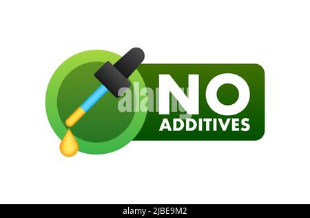 Green no additives logo on white background. Natural organic nutrition. Sign forbidden Stock Vector