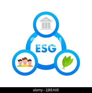 Environmental, social and corporate governance typography banner template. Isometric business concept. Sustainable development. Alternative energy Stock Vector