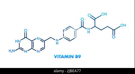 Vitamin b9 formula. Structural formula of vitamin B9 Stock Vector