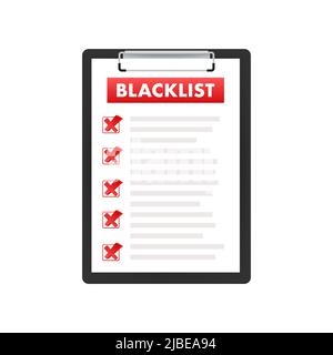 Blacklist on black background. Isometric illustration. Business icon. Credit card Stock Vector