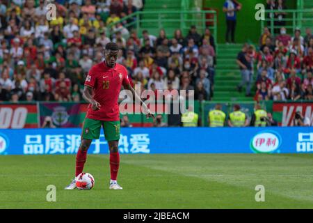 June 05, 2022. Lisbon, Portugal. Portugal's and Paris Saint-German defender Nuno Mendes (19) in action during the UEFA Nations League Final Tournament between Portugal and Switzerland Credit: Alexandre de Sousa/Alamy Live News Stock Photo