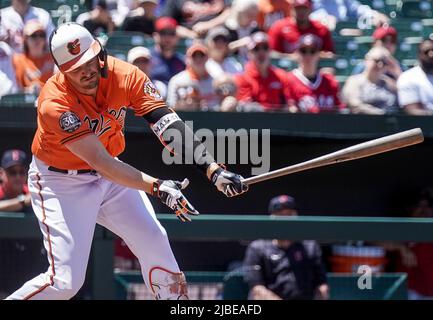 Baltimore Orioles' Trey Mancini (16), Rio Ruiz (14), Richie Martin