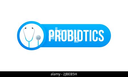 Probiotics. Badge, icon, stamp, logo. Vector illustration. Stock Vector