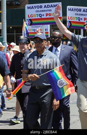 New York, NY, USA. 5th June, 2022. Jackson Heights, New York, USA, June 05, 2022 - Thousands of people along with New York City Mayor Eric Adams march in the 30th Annual Queens Pride Parade in Jackson Heights New York. Photo: Luiz Rampelotto/EuropaNewswire.PHOTO CREDIT MANDATORY. (Credit Image: © Luiz Rampelotto/ZUMA Press Wire) Stock Photo