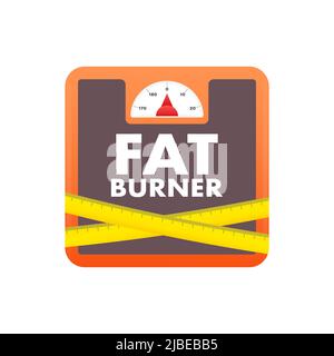 Fat burner isolated on white background. Flat vector icon Stock Vector