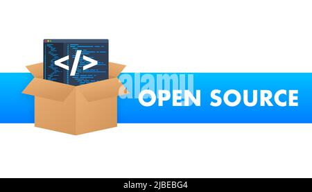 Software development and digital technology concept. Open source Stock Vector