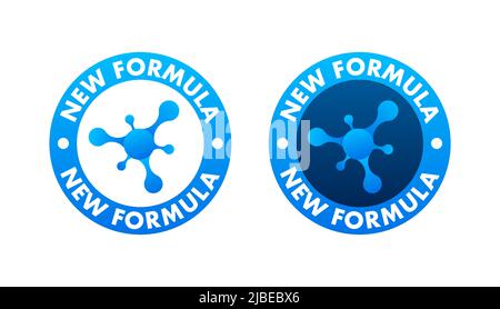 Blue image. New Formula circular futuristic pictogram molecular cell with - isolated on white. Icon on blue backdrop Stock Vector