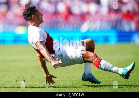 Barcelona, Spain. June 5, 2022, Yoshimar Yotun of Peru during the friendly match between Peru and New Zealand played at RCDE Stadium on June 5, 2022 in Barcelona, Spain. (Photo by Bagu Blanco / PRESSINPHOTO) Stock Photo