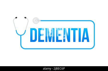 Dementia medicine sign in flat style. Medical infographic. Vector illustration. Stock Vector