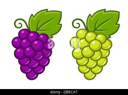 Red and white grape vine icon. Cartoon fruit or wine vector clip art illustration. Stock Vector