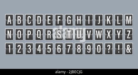 Retro 3d alphabet with airport mechanical scoreboard. Isolated icon on white background Stock Vector