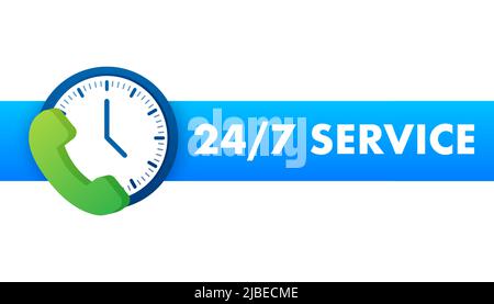 Steady available services icon. 24 7 illustration. Work whole week web vector. Stock Vector