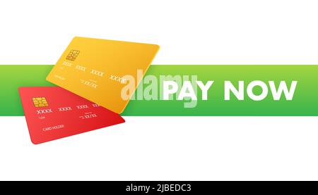 Pay now on white background. Online shop. Shop now. Vector logo Stock Vector