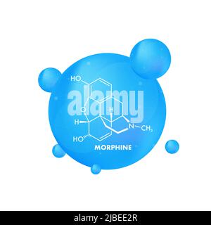 Morphine concept chemical formula icon label, text font vector illustration Stock Vector