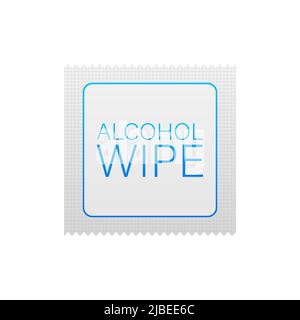 Flat icon with blue alcohol wipe. Flat vector illustration Stock Vector