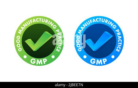 GMP Good Manufacturing Practice certified round stamp. Vector background. Vector logo. Stock Vector