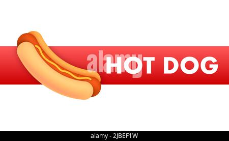 American banner. Vintage flat advertising with hot dog sign for banner design. Flat vector illustration character Stock Vector