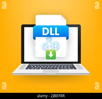 Flat design with people. DLL - Dynamic Link Library acronym. Stock Vector