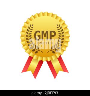 GMP Good Manufacturing Practice certified round stamp. Vector background. Vector logo. Stock Vector