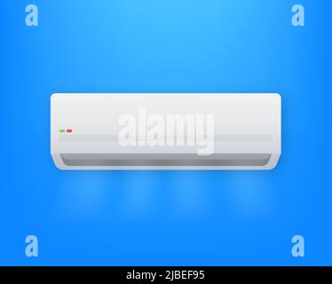 Air conditioner with cold and warm air in flat style. Vector icon. Abstract air conditioner for promo design Stock Vector