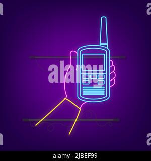 Flat walky talky for concept design. Neon. Vector isolated illustration Stock Vector